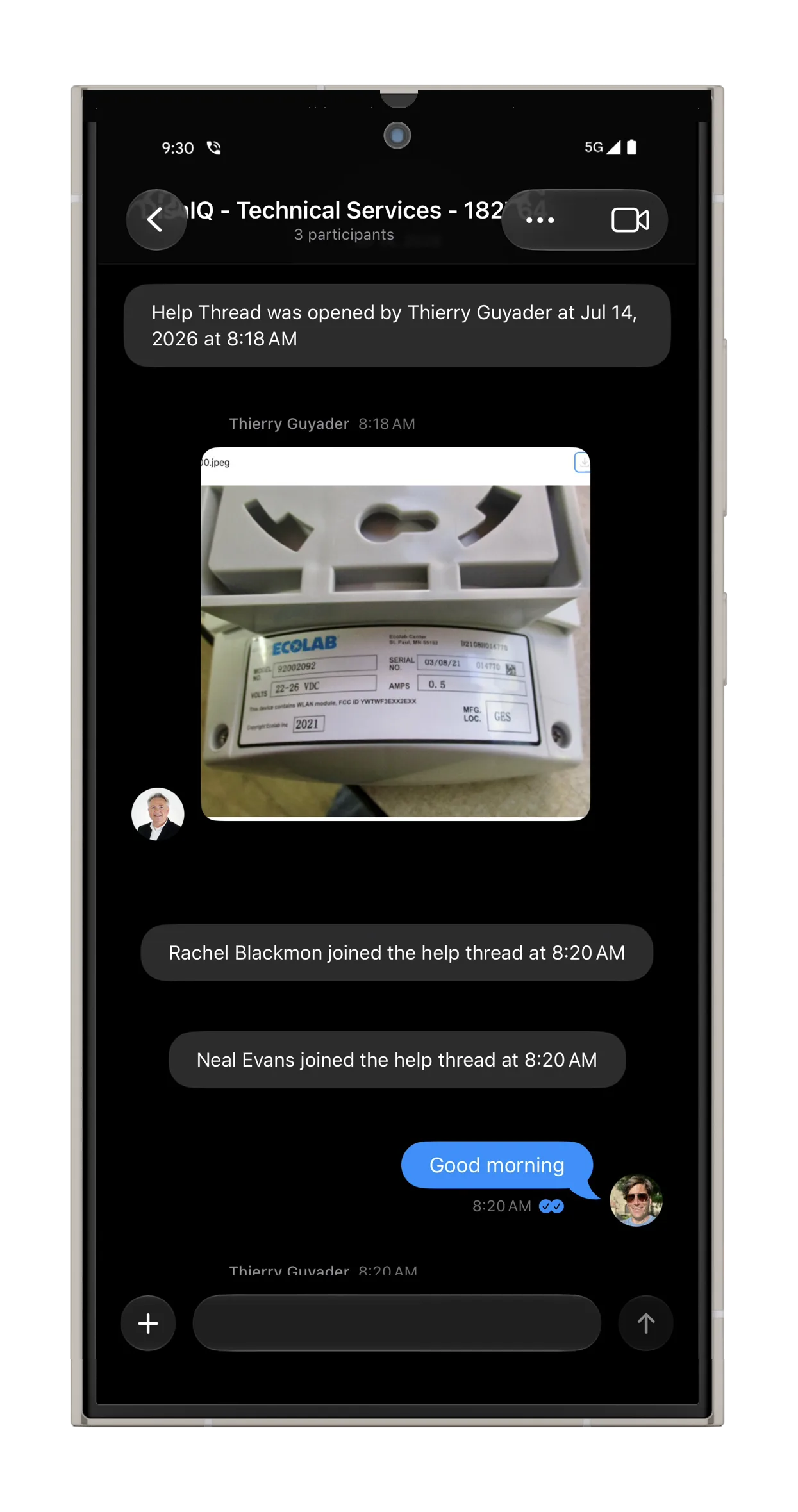 A Help Thread open on a Galaxy phone.